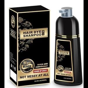 Black Hair Dye Shampoo in 15 Minutes, 3 in 1 Color Shampoo, Grey Coverage 16.9oz